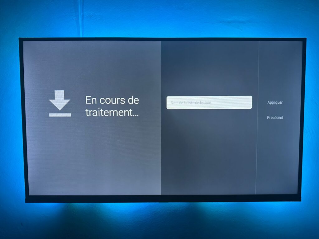 TiviMate processing a playlist while a playlist name is entered