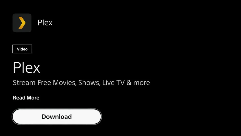 Plex listing in the PlayStation Store with the Download button