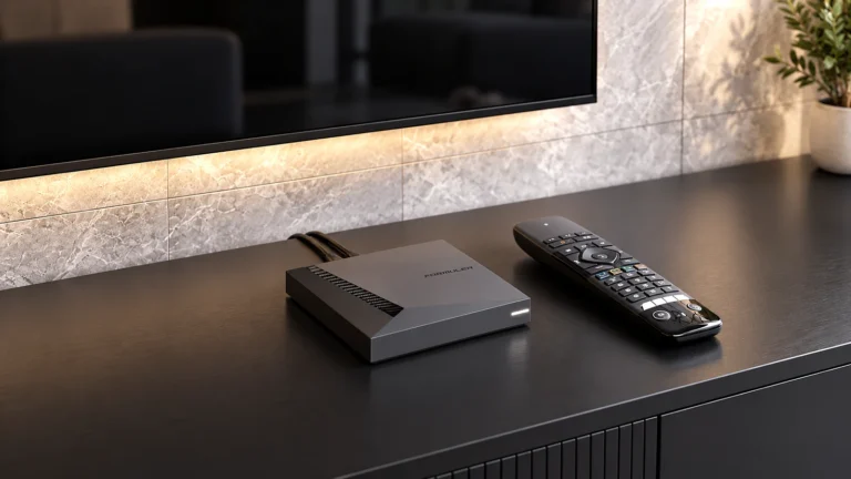 Formuler IPTV box setup guide image showing a set-top box and remote control