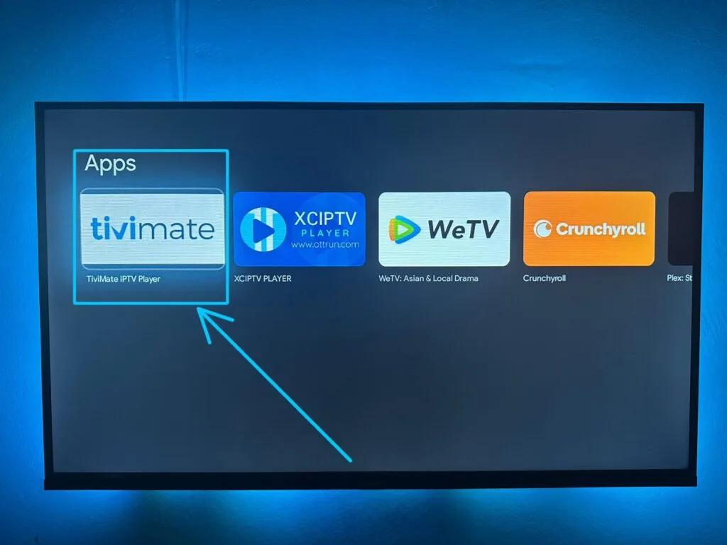 TiviMate selected in an Android device apps screen