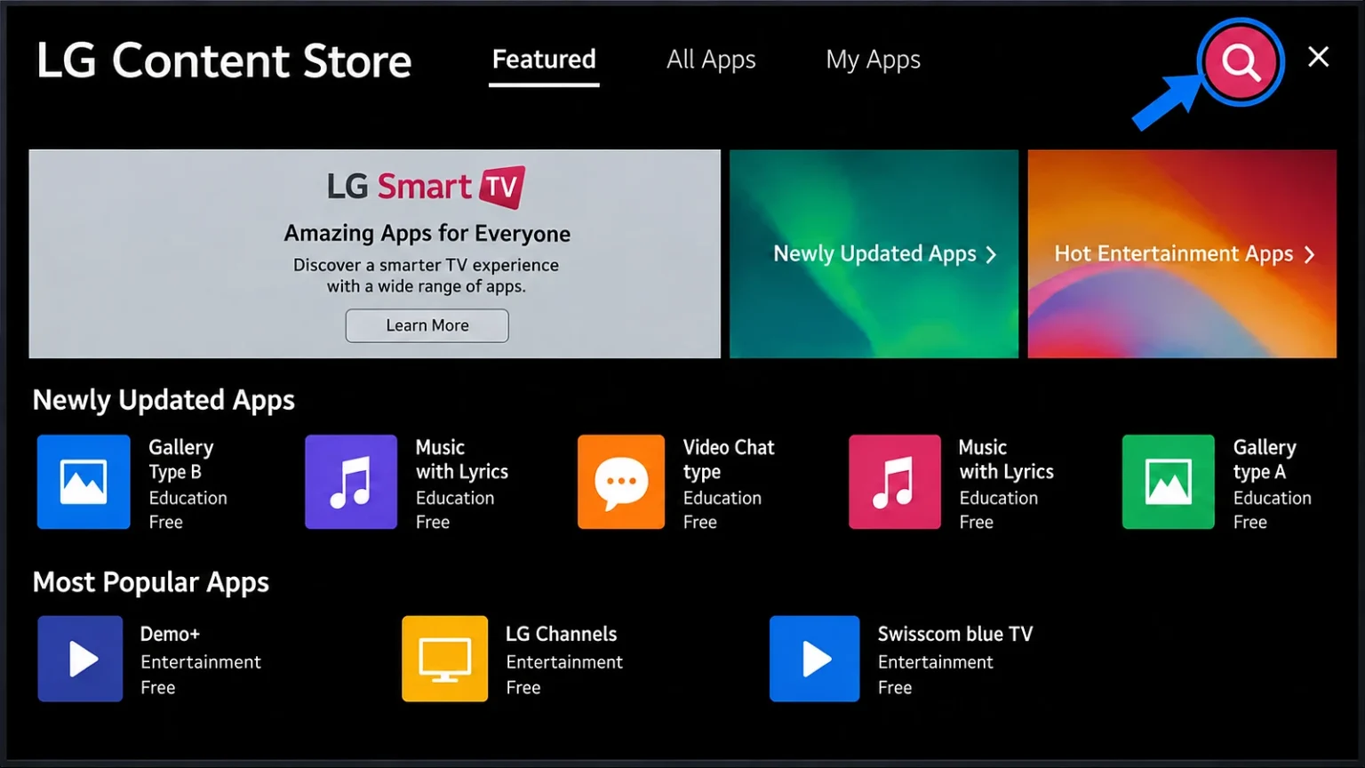 LG Content Store search result showing Smart IPTV