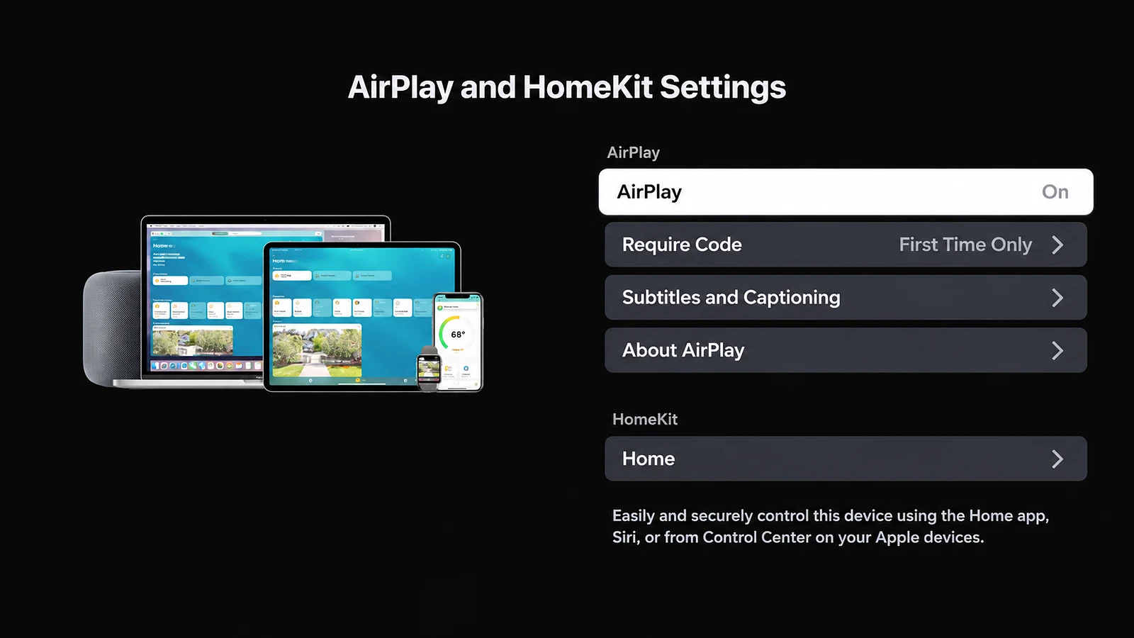 Roku AirPlay and HomeKit settings with AirPlay enabled