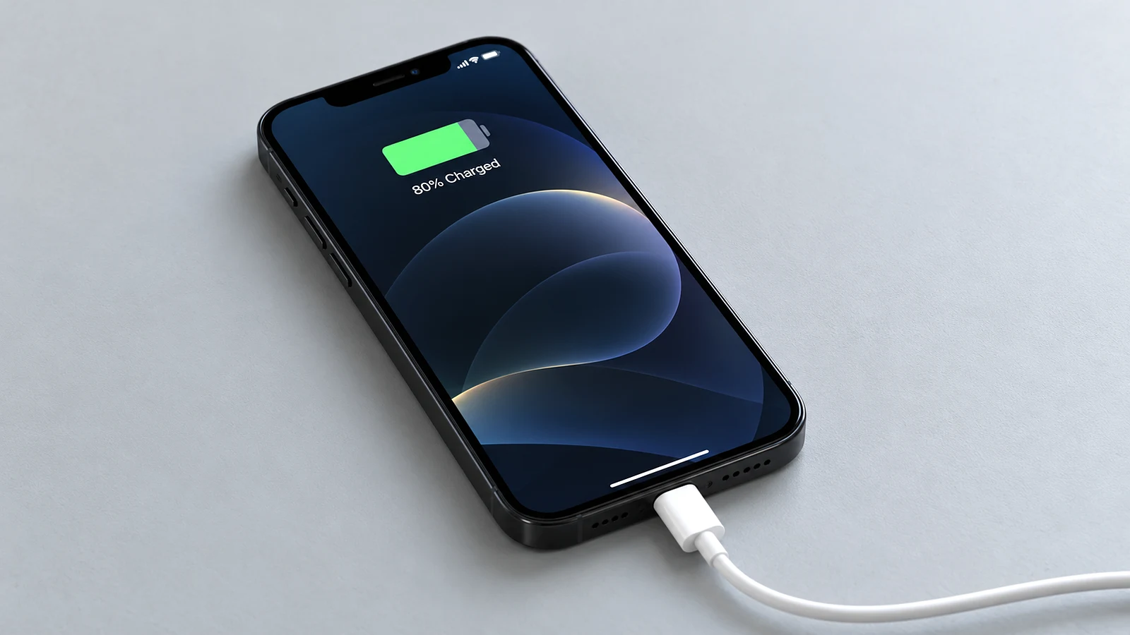 Phone connected to a charging cable during streaming