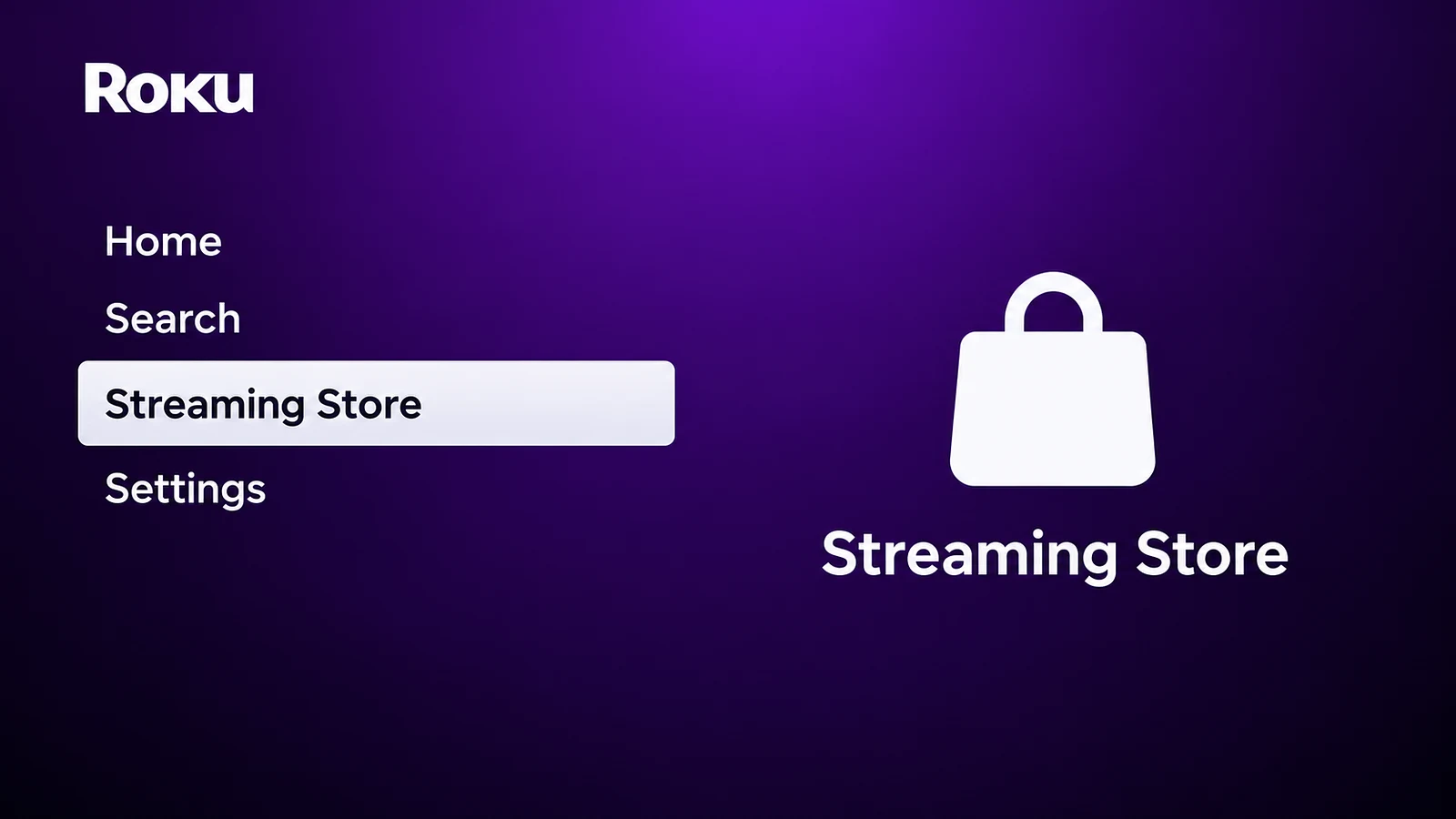 Roku home screen with Streaming Store selected