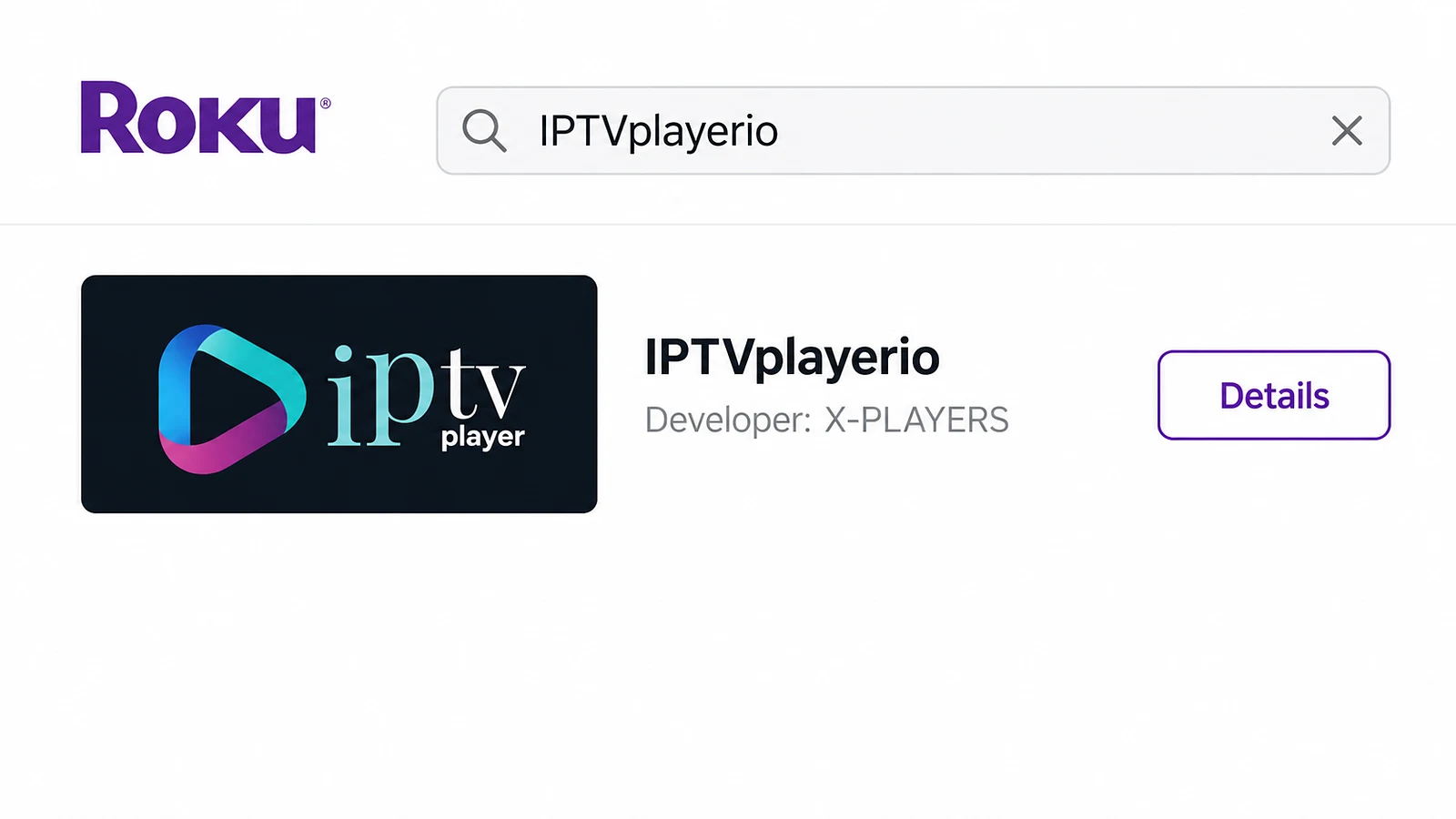 IPTVplayerio by X-PLAYERS listed in the Roku web store