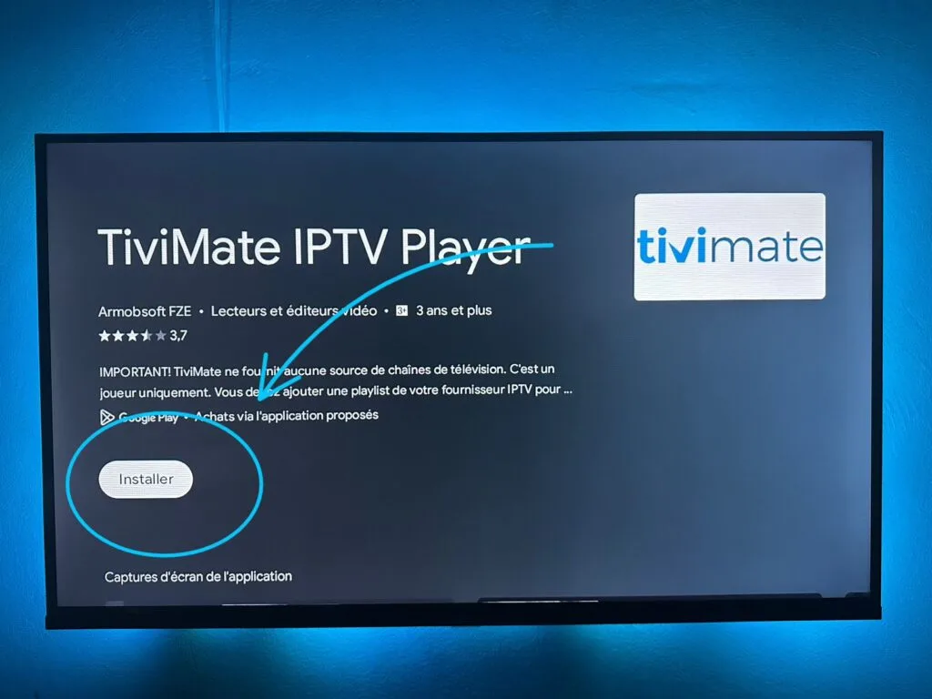 Google Play Store search result for TiviMate on an Android device