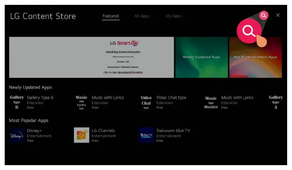 LG Content Store screen used during LG Smart TV IPTV setup