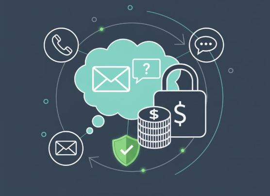 Contact support illustration with phone, chat and email icons